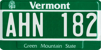 VT license plate AHN182
