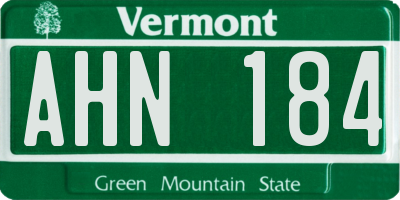 VT license plate AHN184