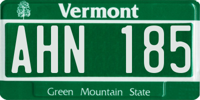 VT license plate AHN185