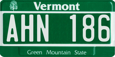 VT license plate AHN186