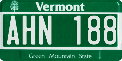VT license plate AHN188