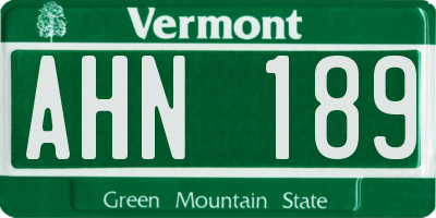 VT license plate AHN189