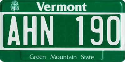 VT license plate AHN190