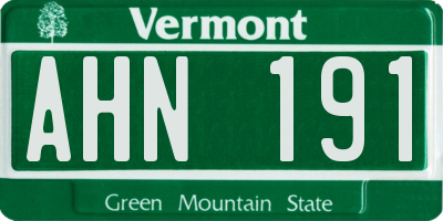 VT license plate AHN191