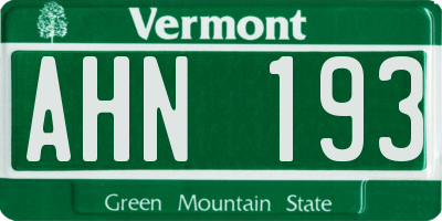 VT license plate AHN193