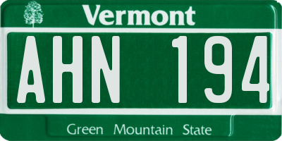 VT license plate AHN194