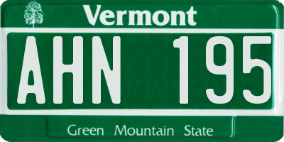 VT license plate AHN195