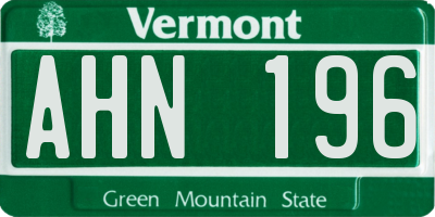 VT license plate AHN196