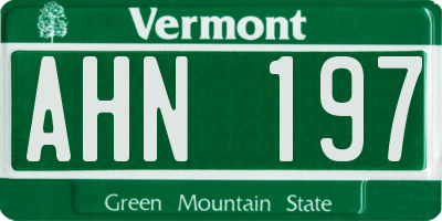 VT license plate AHN197