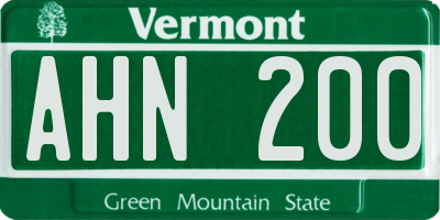 VT license plate AHN200