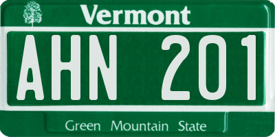 VT license plate AHN201