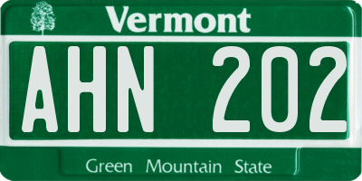 VT license plate AHN202