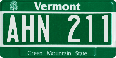 VT license plate AHN211