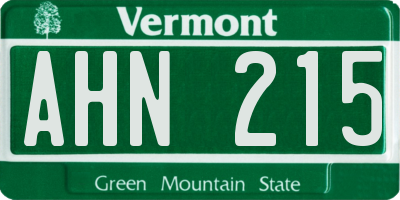 VT license plate AHN215