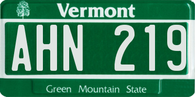 VT license plate AHN219