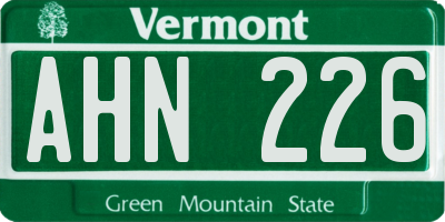 VT license plate AHN226