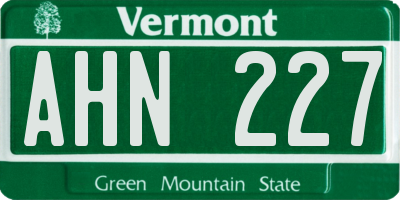 VT license plate AHN227