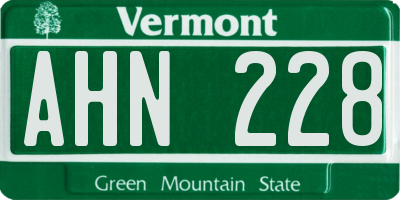 VT license plate AHN228