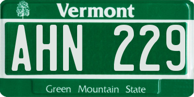 VT license plate AHN229