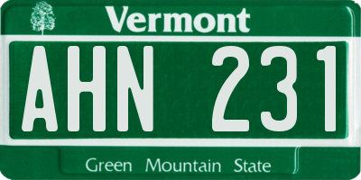 VT license plate AHN231