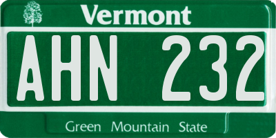 VT license plate AHN232