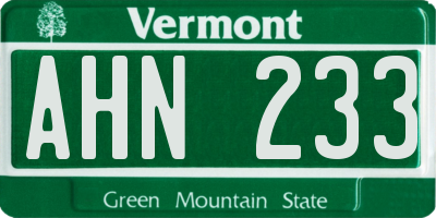 VT license plate AHN233