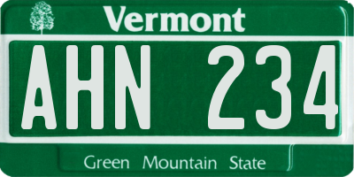 VT license plate AHN234