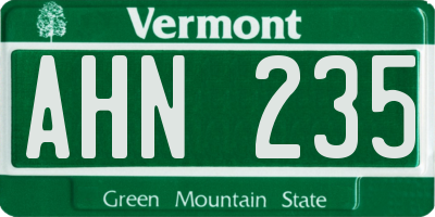 VT license plate AHN235