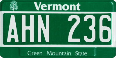 VT license plate AHN236