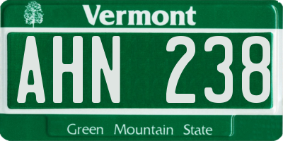 VT license plate AHN238