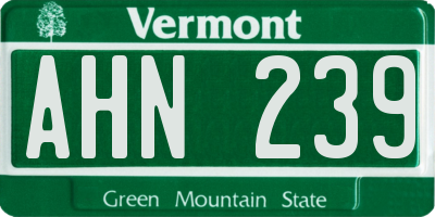 VT license plate AHN239