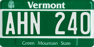 VT license plate AHN240