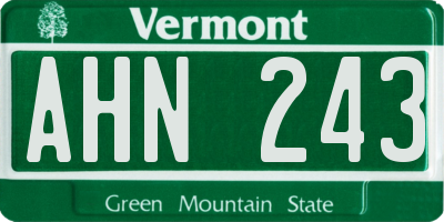 VT license plate AHN243