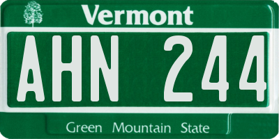 VT license plate AHN244