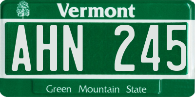 VT license plate AHN245