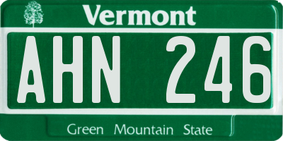 VT license plate AHN246