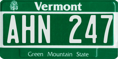 VT license plate AHN247