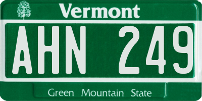 VT license plate AHN249