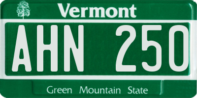 VT license plate AHN250