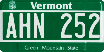 VT license plate AHN252