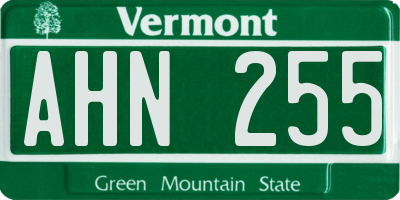 VT license plate AHN255