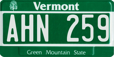 VT license plate AHN259