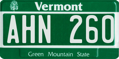 VT license plate AHN260