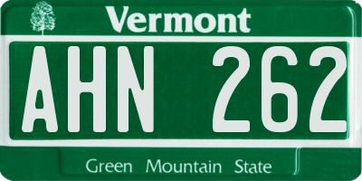 VT license plate AHN262