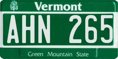 VT license plate AHN265