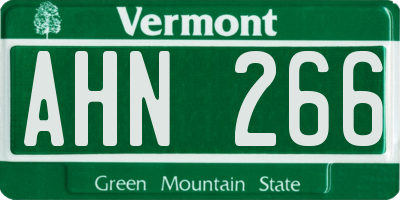 VT license plate AHN266