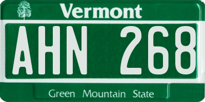 VT license plate AHN268