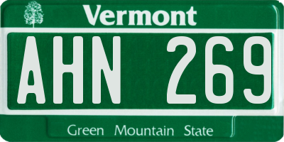 VT license plate AHN269