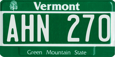 VT license plate AHN270