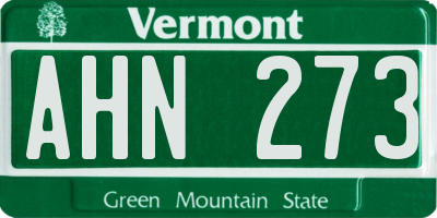 VT license plate AHN273
